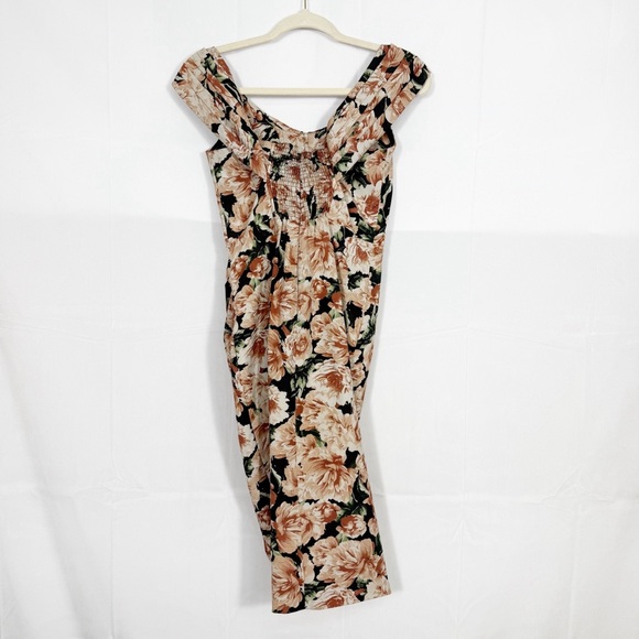 Lavish Alice Floral Rose Print Off The Shoulder Corset Midi Dress - Picture 4 of 15